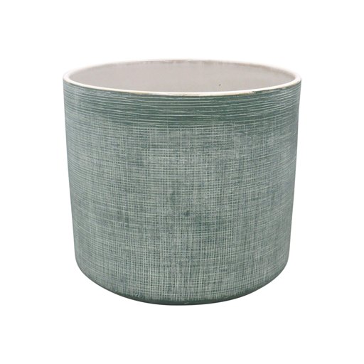 Amazon Brand – Stone & Beam Mid-Century 100% Stoneware Planter, 7.87"H, Distressed Green