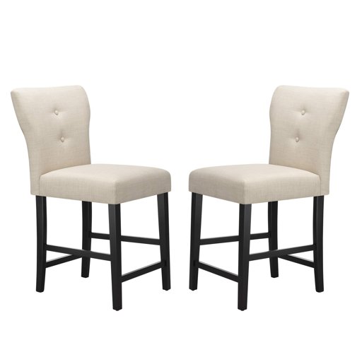 Amazon Brand – Ravenna Home Modern Counter Stool with Back, 38.25 Inch Height, Beige, Set of 2