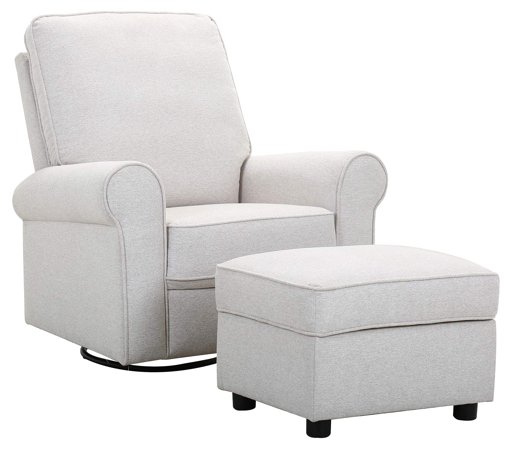 Amazon Brand – Ravenna Home Classic Swivel Recliner with Storage Ottoman, 35"W, Cream