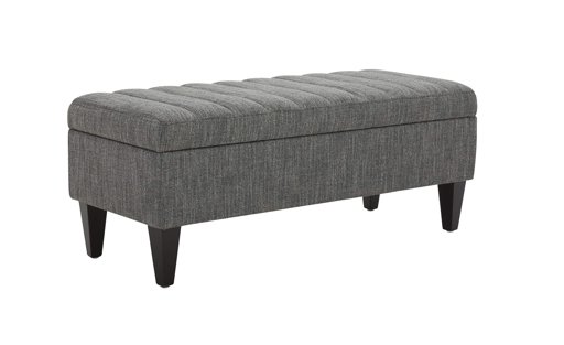 Amazon Brand – Rivet Maple Channel Tufted Upholstered Storage Ottoman with a Soft-Close Hinge, 45.3"W, Dark Grey