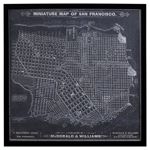 Amazon Brand – Stone & Beam Modern Print of 1879 San Francisco Map Wall Art, Black Frame, 32" x 32"