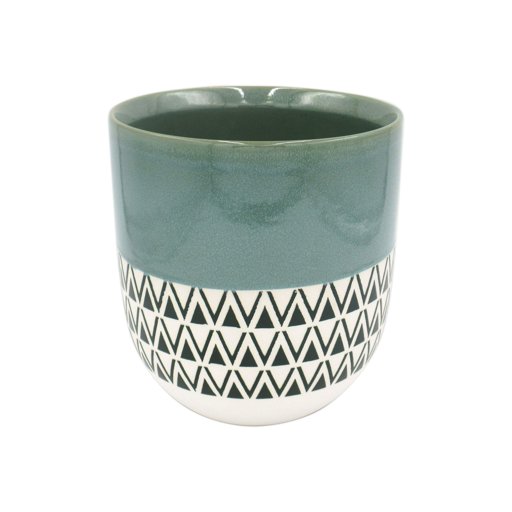 Amazon Brand – Stone & Beam Mid-Century Patterned Planter, 8.46"H, Aqua Blue