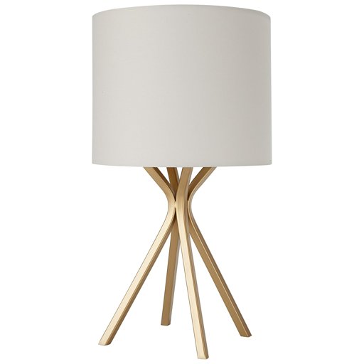 Amazon Brand – Rivet Gold Bedside Table Desk Lamp with Light Bulb - 18 Inches, Linen Shade