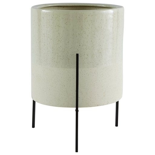 Amazon Brand – Rivet Mid-Century Ceramic Planter with Iron Stand, 17"H, Pale Green