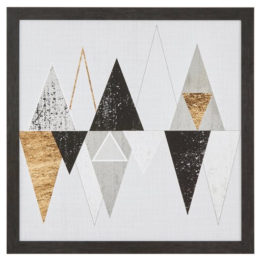 Amazon Brand – Rivet Abstract Geometric Triangles Wall Art Decor - 33" x 33" Frame, Black