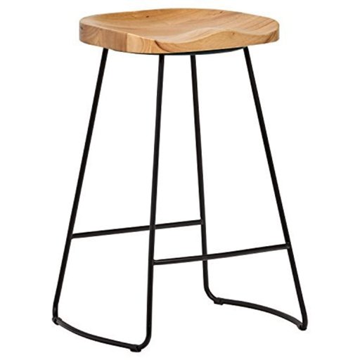 Amazon Brand – Rivet Modern Industrial Wood and Metal Kitchen Counter Bar Stool, 25.6"H, Oak, Black