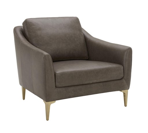 Amazon Brand – Rivet Alonzo Contemporary Leather Livingroom Accent Chair, 39"W, Grey