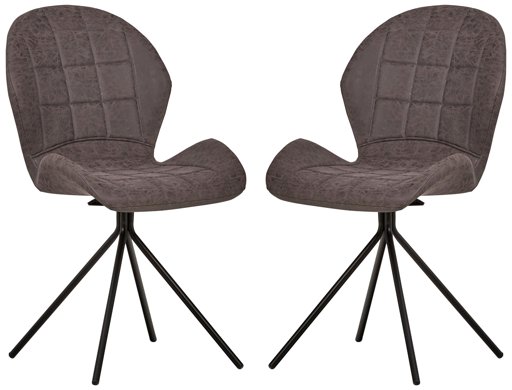 Amazon Brand – Rivet Rachel Set of 2 Space-Age Modern Mid-Century Dining Kitchen Swivel Chairs, 35.2 Inch Height, Synthetic Leather, Charcoal Grey