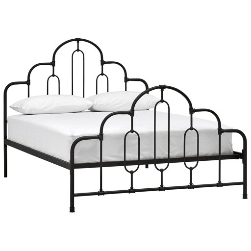 Amazon Brand – Stone & Beam Industry French Metal Queen Bed with Headboard, 63.5"W, Black