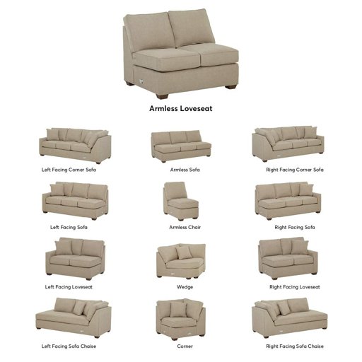 Amazon Brand – Stone & Beam Bagley Sectional Component, Armless Loveseat, Fabric, 44"W, Dove