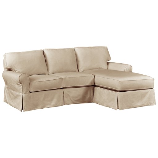 Amazon Brand – Stone & Beam Carrigan Modern Chaise Sofa Couch with Slipcover, 95"W, Khaki