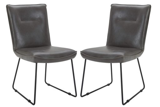 Amazon Brand – Rivet Logan Mid-Century Modern Faux Leather Dining Chair, Set of 2, 20.1"W, Gray