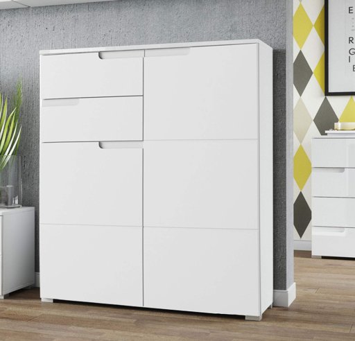 Marchio Amazon - Movian, credenza a 2 sportelli e 2 cassetti modello Lek, 100 x 119 x 40 cm, colore bianco