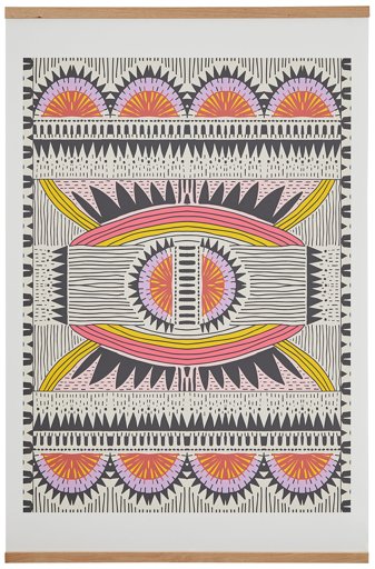 Amazon Brand – Rivet Tribal Multi-Color Art Print with Oak Hanger, 18" x 24"