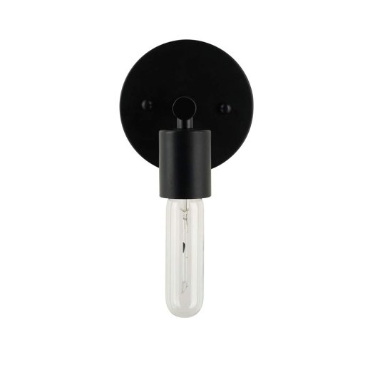 Amazon Brand – Rivet Mid-Century Modern Wall Sconce with Novelty Bulb, 5.25"H, Matte Black