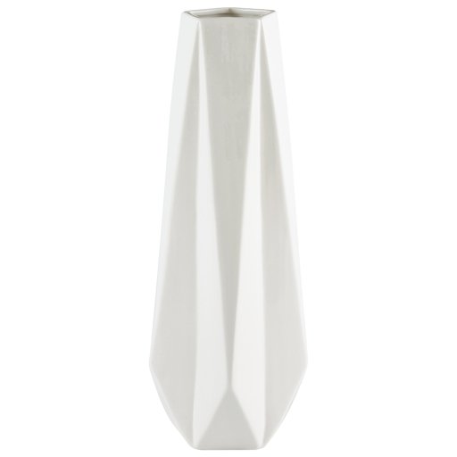 Amazon Brand – Rivet Modern Angled Stoneware Vase, 14.4"H, White