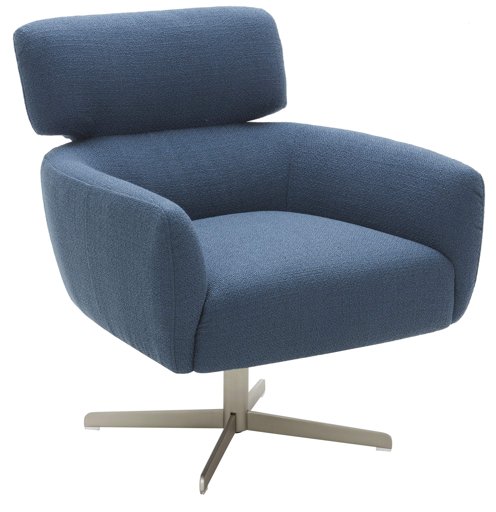 Amazon Brand – Rivet Adrienne Swivel-Base Contemporary Living Room Chair, 29"W, Fabric, Cadet