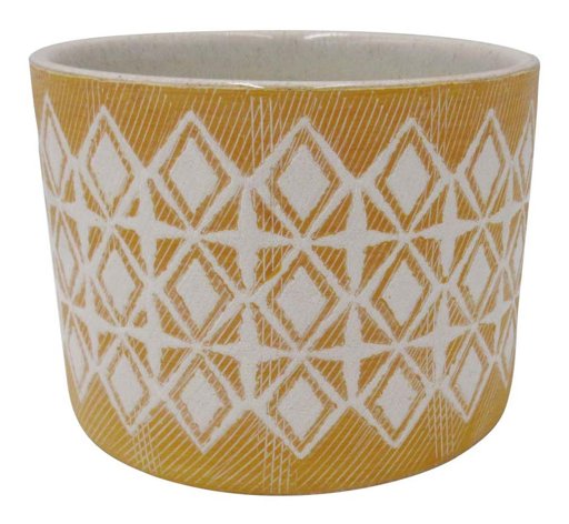 Amazon Brand – Rivet Geometric Ceramic Planter, 8.625"H, Golden Yellow