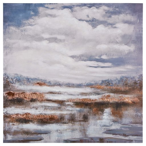 Amazon Brand – Stone & Beam Traditional Landscape Print with Copper Leaf Wall Art Decor on Canvas - 35" x 35"