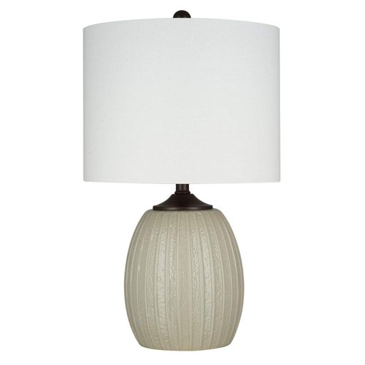 Amazon Brand – Ravenna Home Traditional Ribbed Ceramic Table Lamp, LED Bulb Included, 22.5"H, Gray