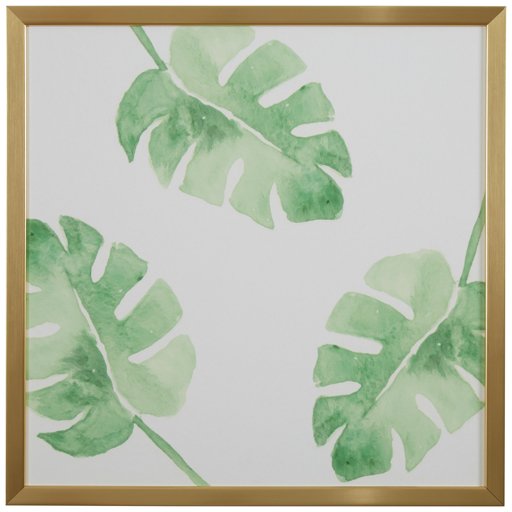 Amazon Brand – Rivet Watercolor Green Leaf Print Wall Art in Gold Wood Frame, 12" x 12"