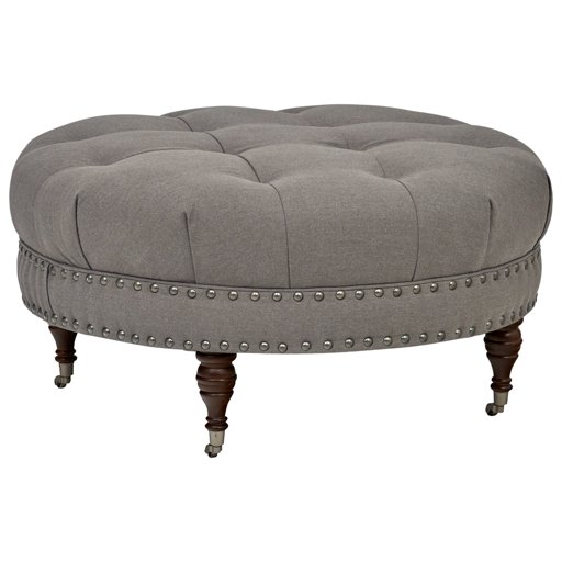 Amazon Brand – Stone & Beam Janelle Button Tufted Ottoman, 37"W, Pewter