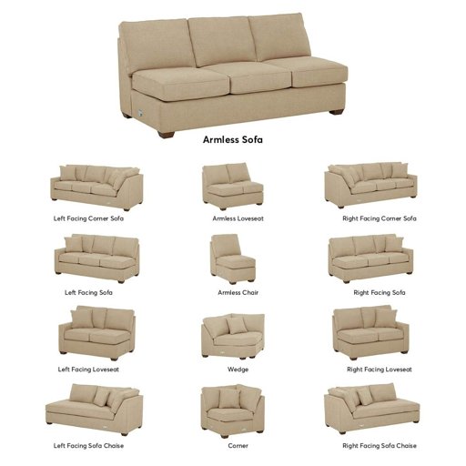 Amazon Brand – Stone & Beam Bagley Sectional Component, Armless Sofa, Fabric, 78"W, Linen