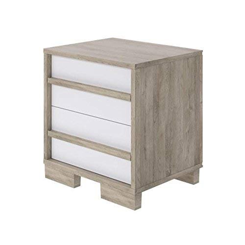Amazon Brand - Movian Havel 2-Drawer Bedside Table, 35 x 43 x 45cm, Light Brown Oak-Effect/White