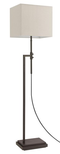 Amazon Brand – Stone & Beam Contemporary Adjustable Height Floor Lamp with Rectangular Linen Shade, LED Bulb Included, 63"H, Brown