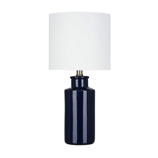 Amazon Brand – Ravenna Home Table Lamp with Ceramic Cyclinder Base and LED Light Bulb, 19.75"H, Dark Denim Blue