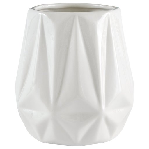 Amazon Brand – Rivet Modern Angled Stoneware Vase, 5.25"H, White