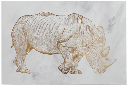 Amazon Brand – Rivet Canvas Print of Gold Rhinoceros, 15" x 10"