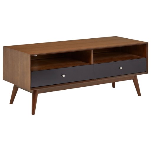 Amazon Brand – Rivet Mid-Century Modern Wood Media TV Console Coffee Table, 47"D, Walnut &amp; Black