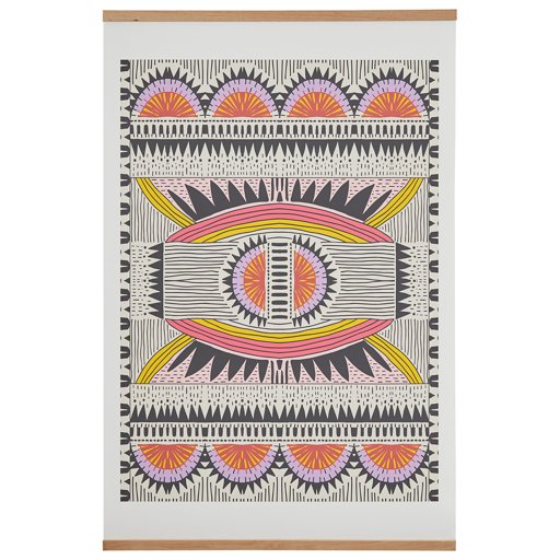 Amazon Brand – Rivet Tribal Multi-Color Art Print with Oak Hanger, 40" x 60"