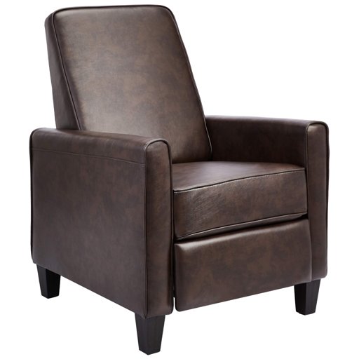 AmazonBasics Classic Faux Leather Arm Push Recliner Chair - Brown