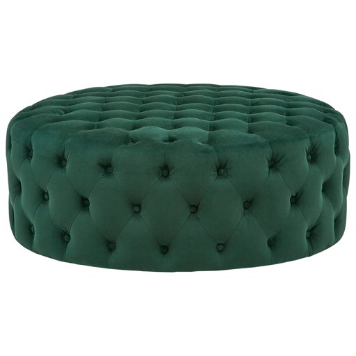 Amazon Brand – Rivet Cliff Mid-Century Modern Round Tufted Velvet Pouf Ottoman, 39"W, Evergreen