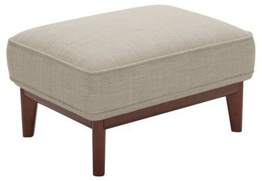 Amazon Brand – Stone & Beam Hillman Mid-Century Ottoman with Wood Base and Legs, 30"W, Ivory