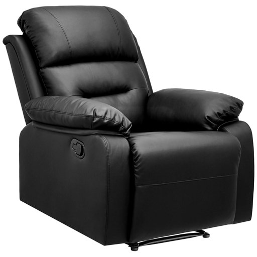 AmazonBasics Classic Faux Leather Extra Padded Recliner Chair - Black
