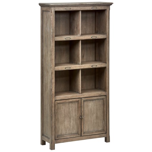 Amazon Brand – Stone & Beam Rustic Casual Wood Bookcase with Doors, 36"W, Grey