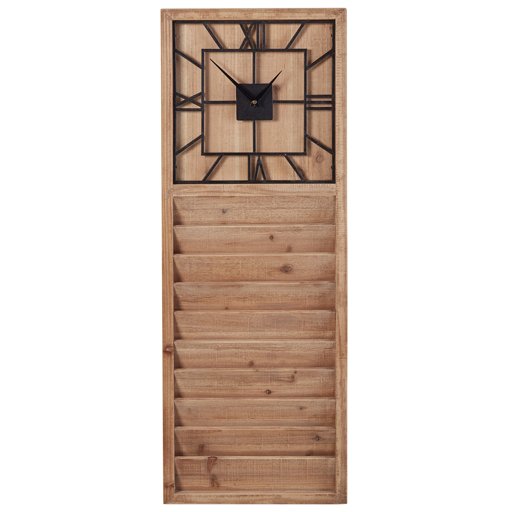 Amazon Brand – Stone & Beam Farmhouse Decor Wall Clock and Mail Storage Organizer - 38 Inch, Wood with Black Detail