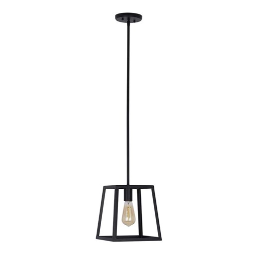 Amazon Brand – Stone & Beam Industrial Open Rectangle Frame Chandelier Pendant Light, LED Bulb Included - 9.5 x 9.5 x 14.38 Inch, Matte Black