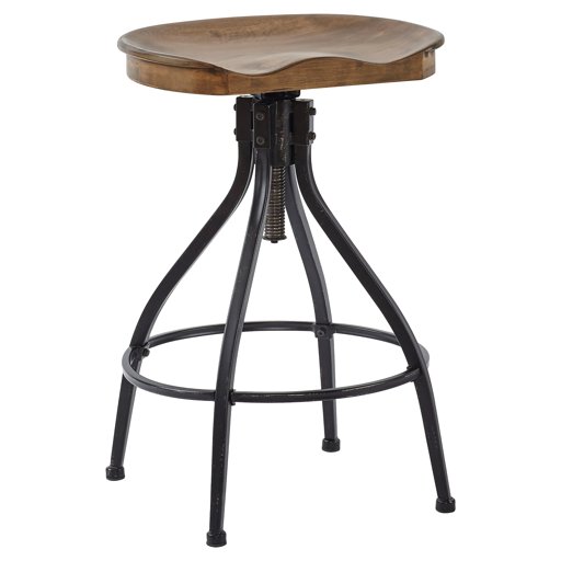 Amazon Brand – Stone & Beam Industrial Swivel Kitchen Dining Room Counter/Bar Stool, Adjustable 26 Inch-30 Inch Height, Brown Wood
