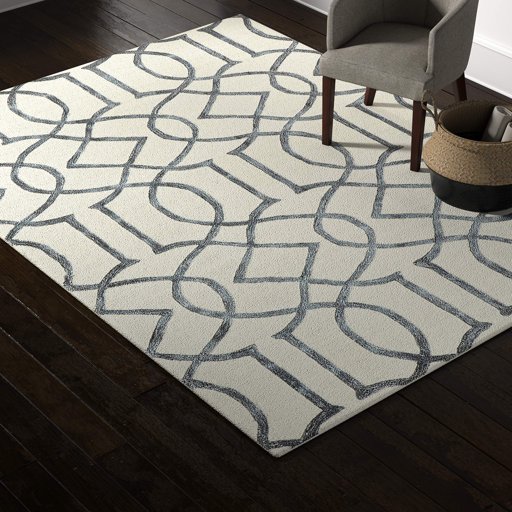 Rivet Modern Intertwined Wool Rug, 7"6' x 9"6', Silver