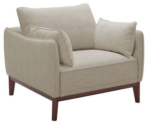 Amazon Brand – Stone & Beam Hillman Mid-Century Living Room Chair with Wood Base and Legs, 39"W, Ivory