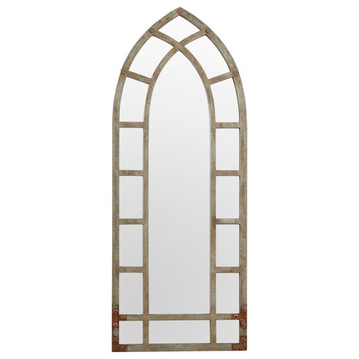 Amazon Brand – Stone & Beam Modern Arc Metal Frame Hanging Wall Mirror Decor, 46.25 Inch Height, Silver Finish