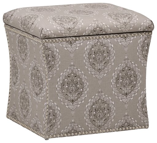 Amazon Brand – Stone & Beam Truve Modern Studded Ottoman, 19"W, Damask Grey