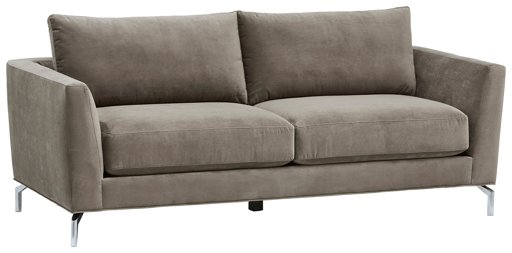Amazon Brand – Rivet Emerly Mid-Century Modern Velvet Metal Leg Sofa Couch, 83.5"W, Pewter