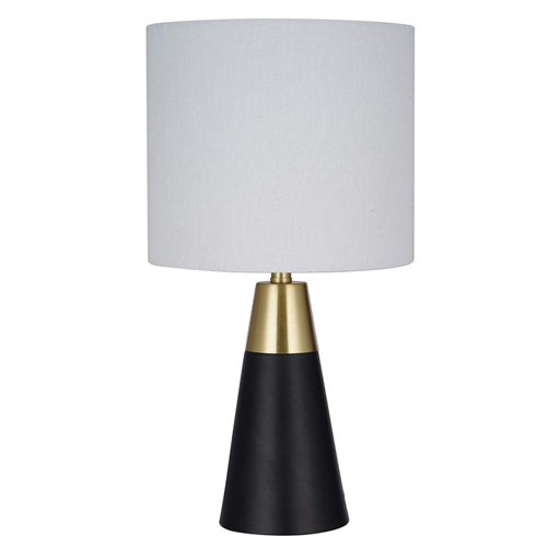 Amazon Brand – Rivet Mid-Century Modern Cone Nightstand Table Desk Lamp with LED Light Bulb - 15 Inches, Black and Gold
