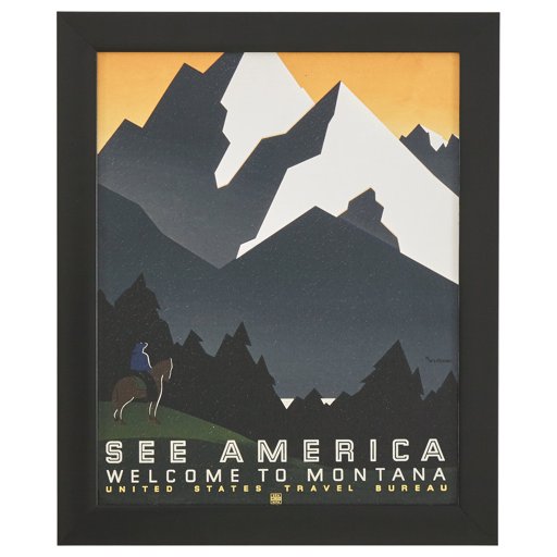 Amazon Brand – Rivet Vintage U.S. Parks Montana Poster, Black Barnwood Frame, 19" x 23"