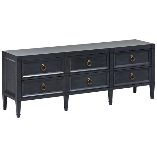Amazon Brand – Stone & Beam Alan Casual Wood Media TV Console Table, 74"W, Washed Navy and Gold